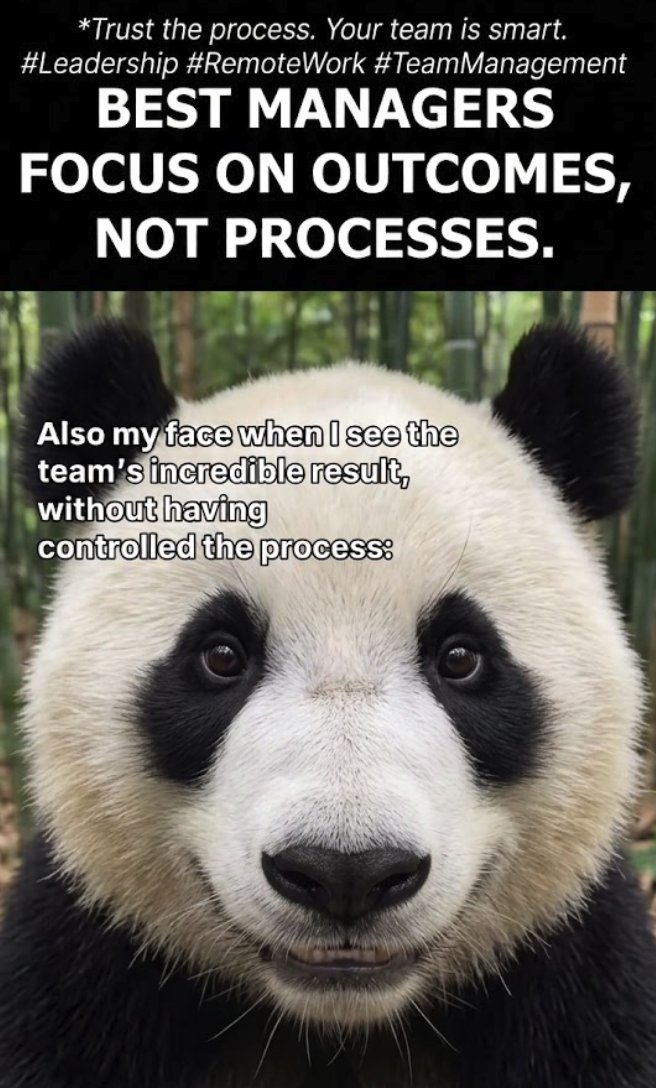 BPavithra's tweet photo. The best managers don't micromanage processes -they focus on outcomes. 
Your team's too smart for daily check-ins. 
Trust the process, measure the results. 
#Leadership #RemoteWork https://t.co/8uxgj1tZSV
