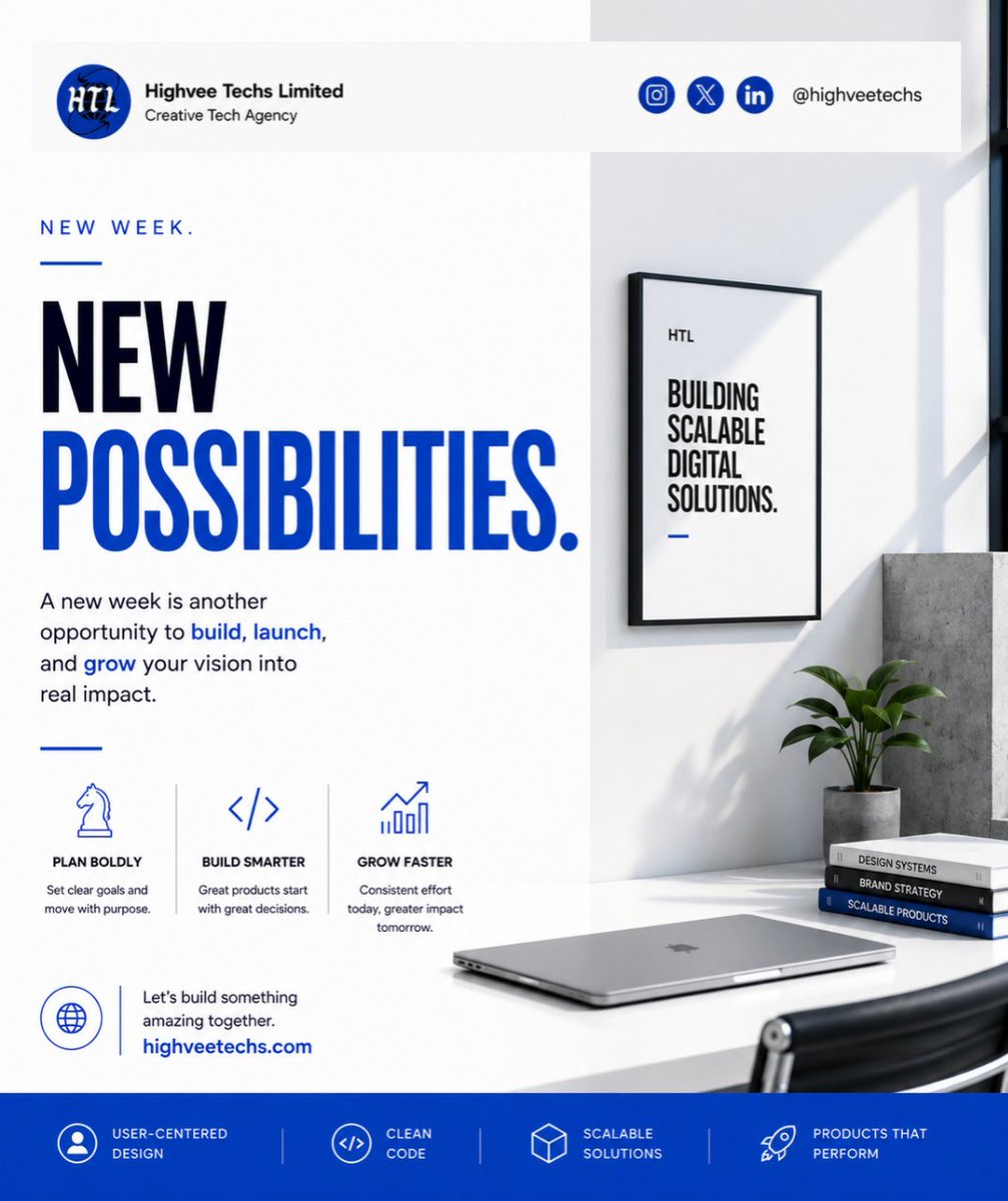 Highveetechs's tweet photo. New week, new possibilities.
Let’s build, launch, and scale ideas that create real impact. https://t.co/EFYSZcfqZS

#DigitalSolutions #TechStartup #HTL https://t.co/SeSLYgagK5