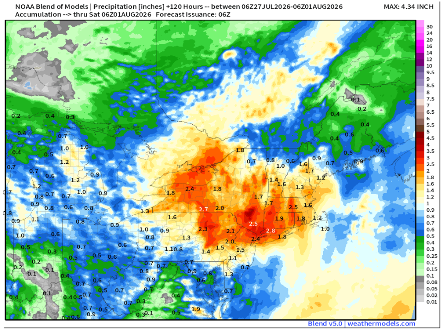 JimCantore's tweet photo. Rainfall should be plentiful with developing closed low into the northeast.  Midweek (tue-thu) is the sweet spot for this event.   Should continue to chip away nicely at leftover drought from NJ northward.  Sadly it is with a FLASH FLOODING risk.  Expect flood watches at some point here.
@PivotalWeather @weathermodels_