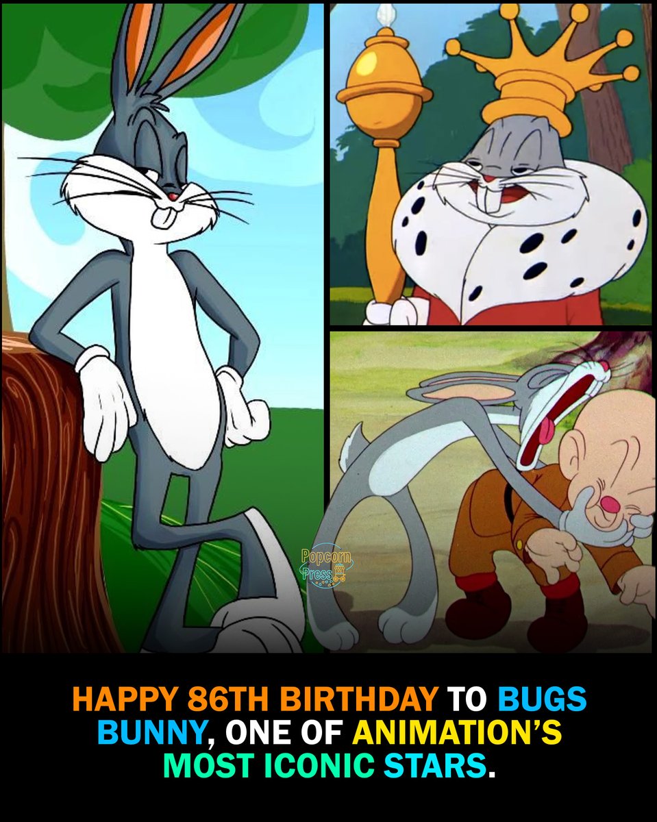 PopcornPress0's tweet photo. Happy 86th Birthday to Bugs Bunny, One of Animation’s Most Iconic Stars
Happy official 86th birthday to Bugs Bunny.
A Wild Hare was released in theaters on July 27, 1940, and is widely considered the official debut of the Bugs Bunny audiences know and love today.
With his quick wit, unforgettable personality, and legendary “What’s up, Doc?” catchphrase, Bugs has remained a timeless animation icon for generations.
#BugsBunny #LooneyTunes #AnimationHistory #HappyBirthdayBugsBunny #ClassicCartoons