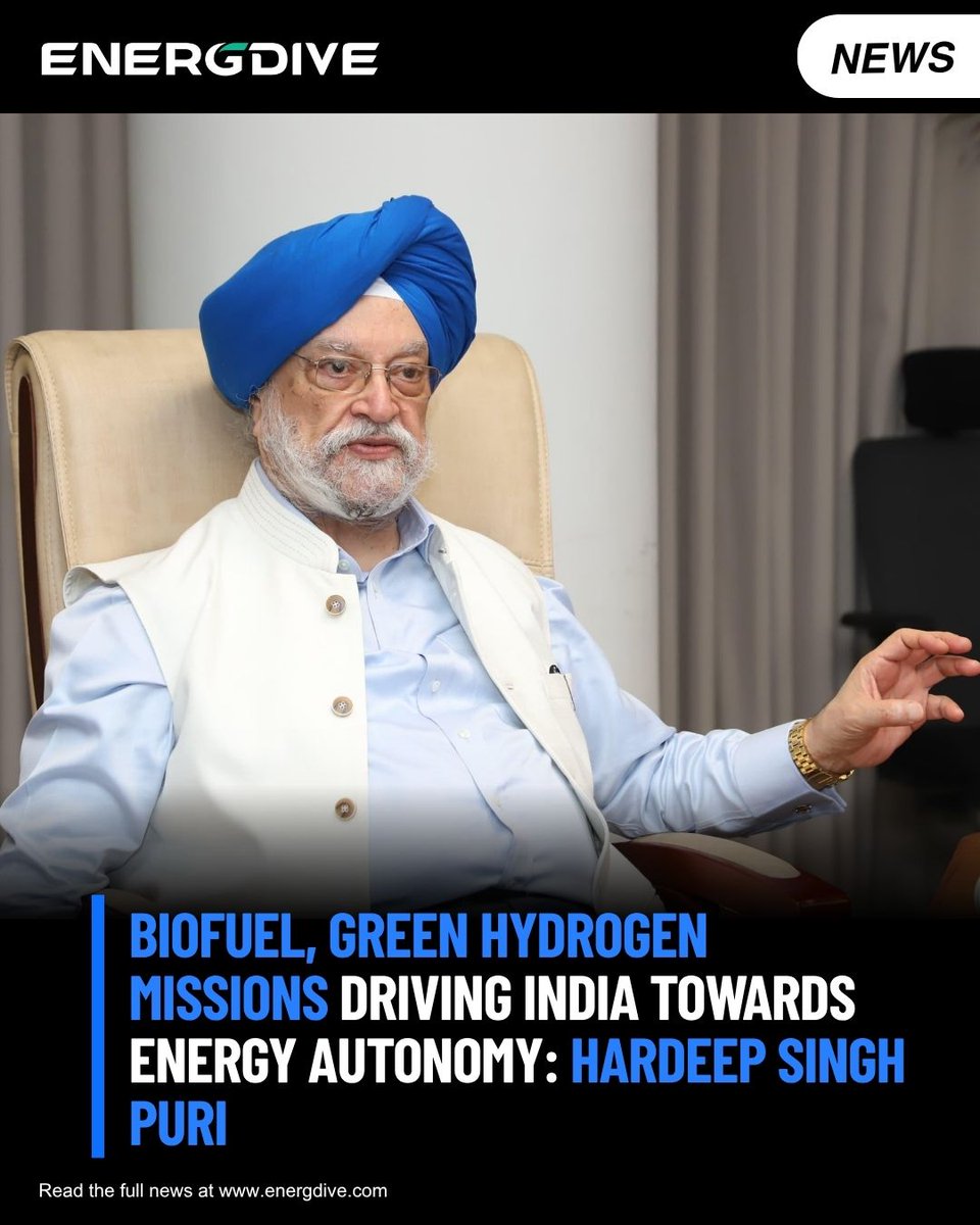 energdive's tweet photo. Biofuel, Green Hydrogen Mission and Samudra Manthan are steering India towards energy autonomy, says @HardeepSPuri
Read more: https://t.co/Xcb7HNwSms
#EnergyTransition #Biofuels #Energdive https://t.co/OaKF5OKdxr