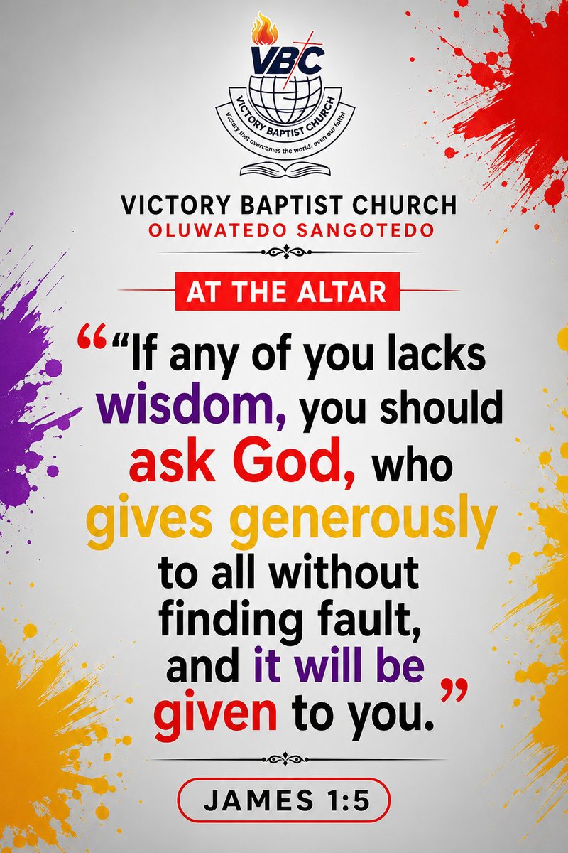 Vbcsangotedo's tweet photo. AT THE ALTAR 
"If any of you lacks wisdom, let him ask God..." — James 1:5

This week, come to the altar and receive divine wisdom for every step of your life.

📷 Victory Baptist Church Oluwatedo Sangotedo https://t.co/4dEmu8eCoH