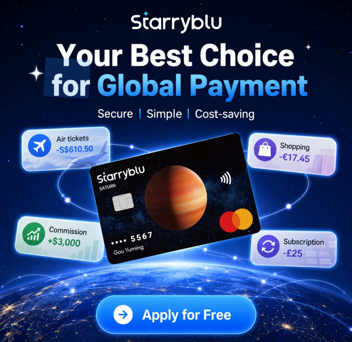 Starryblu_'s tweet photo. ✨Starryblu is your ultimate all-in-one global payment solution. 

More than a regular spending card, it integrates cross-border shopping, currency exchange, international remittance and overseas cash withdrawals in one unified account. 

Supported by financial-grade full-link security like 3DS verification and new-device login cool-down, it fully protects your assets and eliminates the hassle of multiple foreign bank accounts. 

Use MWQK001 at sign-up for a S$20 cash voucher. Try now: https://t.co/JurF6myARE

#GlobalPayments #MultiCurrency #MoneyTransfer #Fintech #BorderlessPayments #Starryblu #StarrybluCard