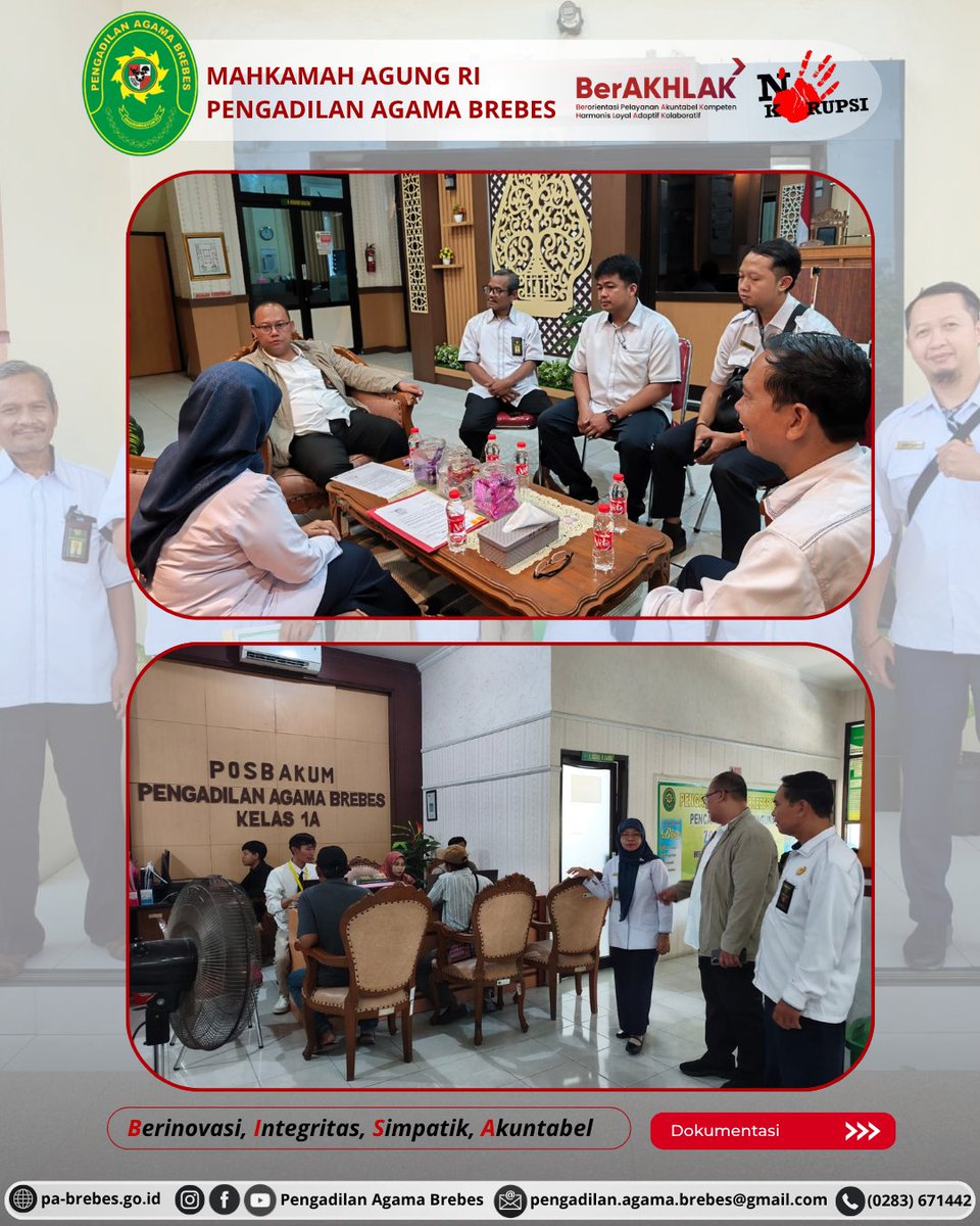 PABrebes's tweet photo. KUNJUNGAN KEPALA BAGIAN RENCANA DAN PROGRAM BIRO PERENCANAAN DAN ORGANISASI BUA MAHKAMAH AGUNG RI KE PA BREBES

PA Brebes, BISA ! #Berinovasi #Integritas #Simpatik #Akuntabel https://t.co/8zC9EGzkQU