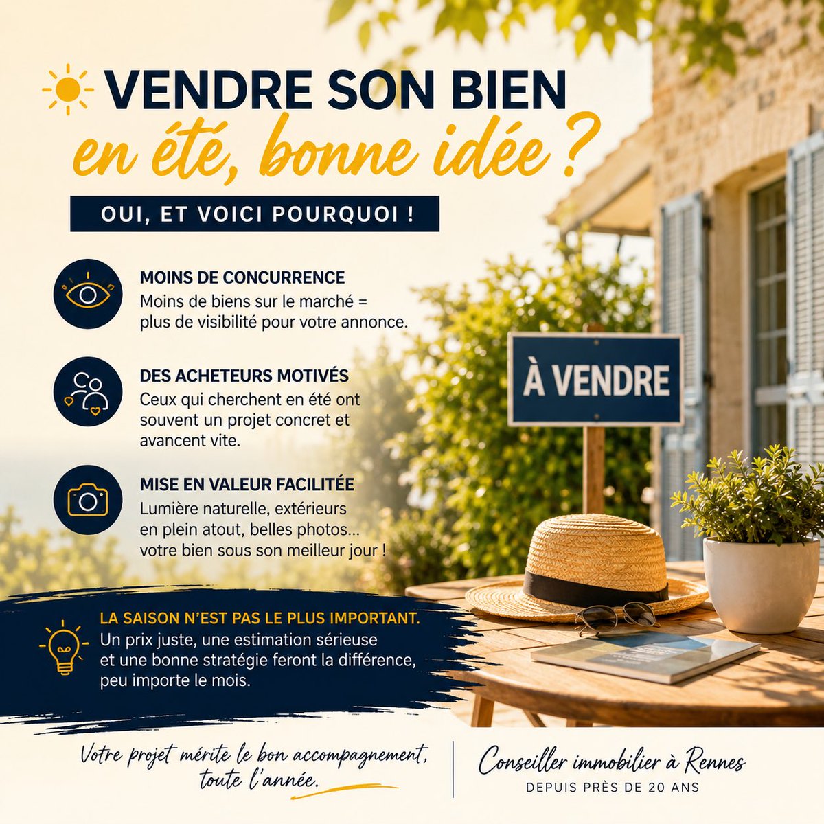 SebastienRuchat's tweet photo. On entend souvent qu'il faut attendre septembre pour vendre.
Sur le terrain, ce n'est pas la saison qui fait la différence.
C'est la préparation du bien et la qualité de la stratégie. https://t.co/FhcxlT2ROV