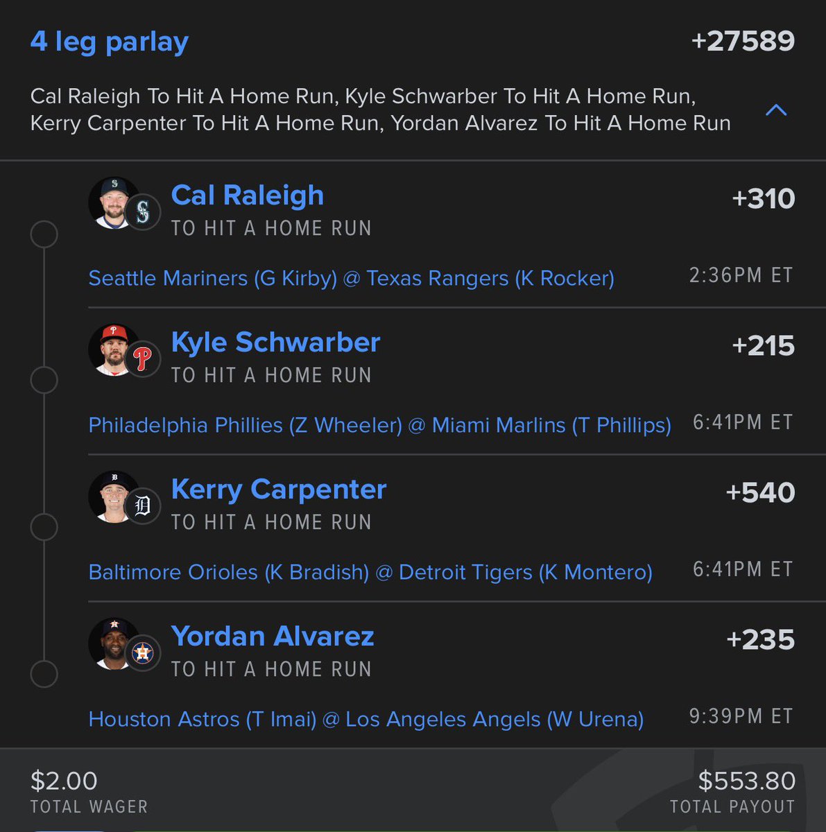 sportslaydown's tweet photo. I meant to put $20 on it but now I’m thinking they were tryna tell me something 😂

Anyways we ride 🚀

(Also took RR) https://t.co/MZCSSlPNjL