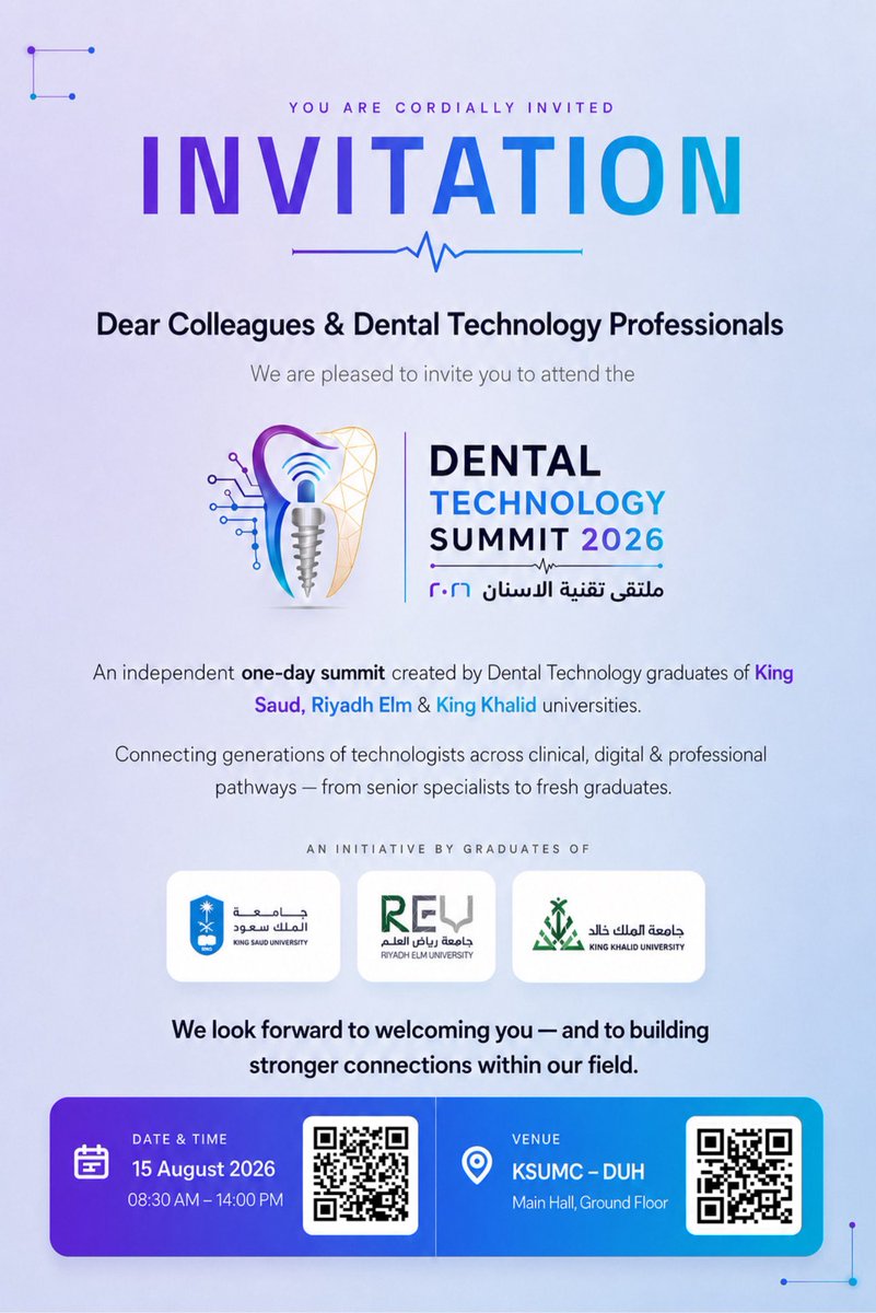 DLTMajd's tweet photo. يسعدني أن اكون أحد المتحدثين في #Dental_Technology_Summit2026، حيث سأشارككم رؤيتي وتجربتي حول: ✨ الاستعداد لسوق العمل✨ الفرص المهنية بعد التخرج ✨ تطوير المهارات وبناء الهوية المهنية

📝 رابط التسجيل:
https://t.co/VZVh7V1w5n https://t.co/knBvJXplzU