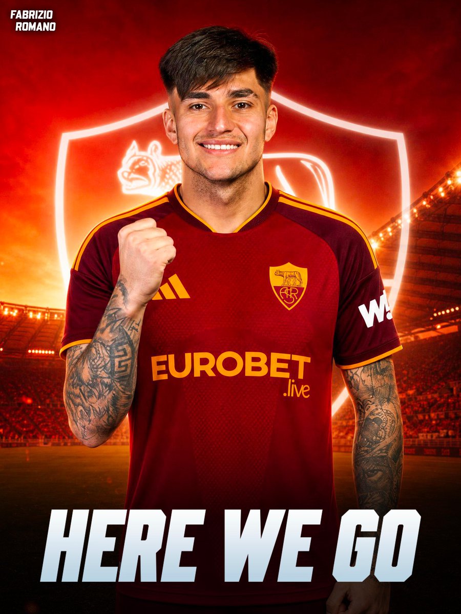 FabrizioRomano's tweet photo. 🚨🟡🔴 AS Roma agree deal to sign Santiago Castro as new striker, here we go!

Deal done for package fee worth €35m, as @CLMerlo reports — agreement in place between all parties.

Castro, scheduled for medical at Roma in the upcoming days. 🇦🇷 https://t.co/YNlLvwkbbD