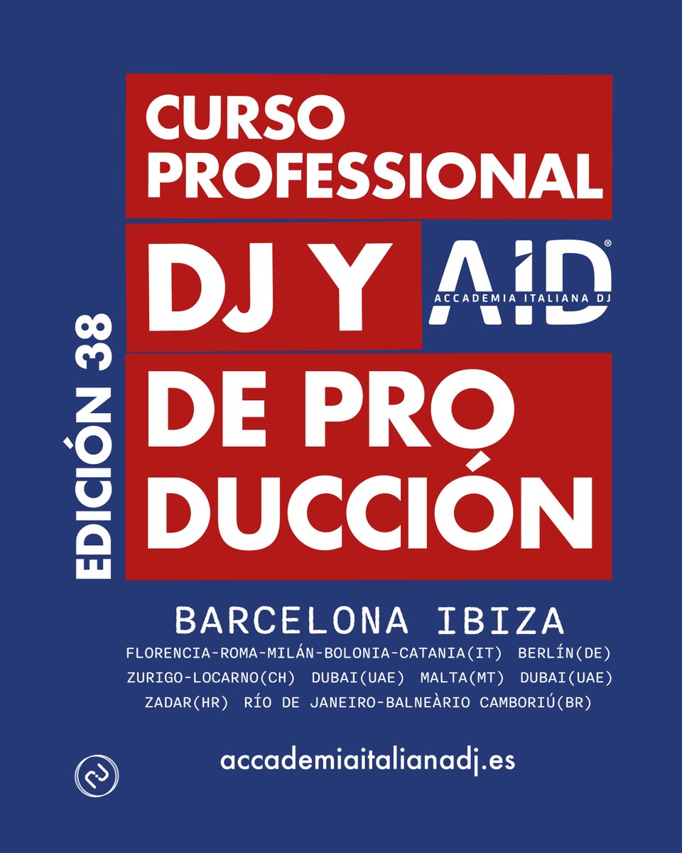 AccademiaDJ's tweet photo. la edición 38 de los famosos cursos de #DJ y #PRODUCCIÓN musical de Accademia Italiana DJ™

CURSO DJ (máx de 10 participantes)

CURSO PRODUCCIÓN (máx de 5 participantes)

FECHA DE INICIO DEL CURSO
#BARCELONA 5 de noviembre
#IBIZA 6 de noviembre

INFO 
https://t.co/yqcxbSrbfy https://t.co/JvWz2LOmkh