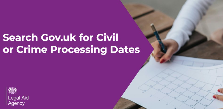 LAAHelpTeam's tweet photo. Did you know you can save time by checking our timescales for processing #Civil and #Crime #LegalAid applications and bills online? 🕦📅

The links below have further details 👇💻

Civil: https://t.co/t3SLtnPHWX
Crime: https://t.co/hy5cITRn7B

#LegalAidAgency #LAA #Solicitors https://t.co/OgTJrzj8uo