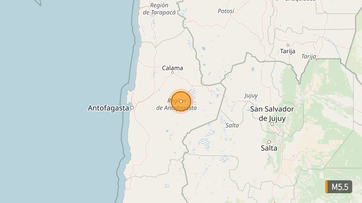 NewEarthquake's tweet photo. Preliminary: M5.5 earthquake - Antofagasta, Chile

Jul 27 04:57 local time (2m ago)
Depth 93 km
Source: EMSC https://t.co/XAEFWLxpDV