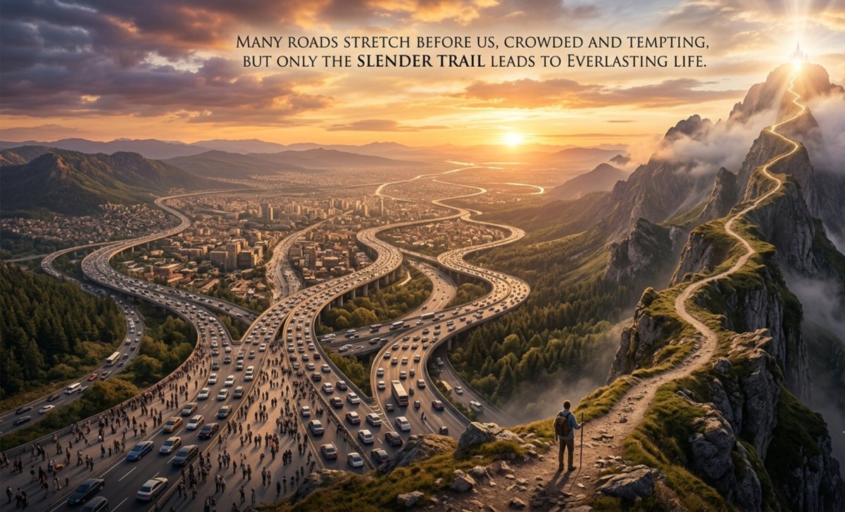 HIETECH19's tweet photo. Many roads stretch before us, crowded and tempting, but only the slender trail leads to everlasting life.
#hashtags: #ChooseTheNarrowWay #LifeChoices #FaithJourney #PurposeOverPopularity #SoulPath #WalkInFaith #MeaningOverNoise #SpiritualFocus
Amen Fabrizio Happy New Week Vini https://t.co/kw8qqHZrJ3