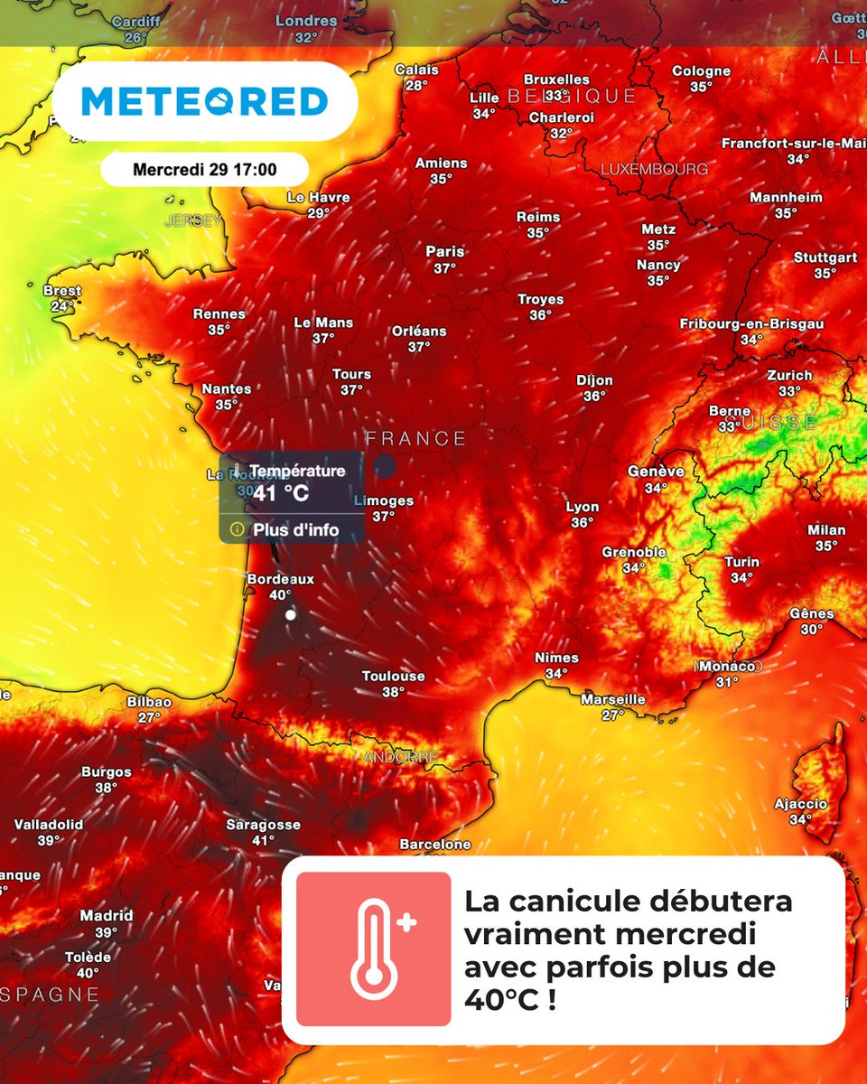 MeteoredFR's tweet photo. 🥵 Une #meteo de nouveau sous le signe d'une #canicule en #France 🌡️

🌐 Les cartes de #previsions ⤵️
https://t.co/Qd9Pz7yBBv https://t.co/vDMvtDnZD6