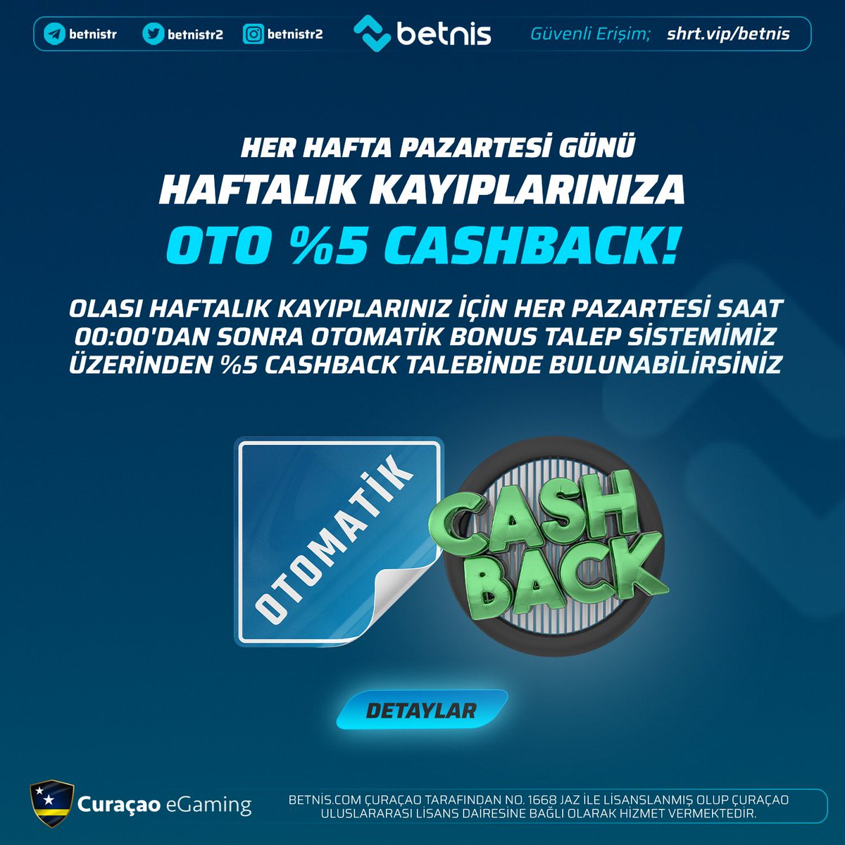 XBetnis's tweet photo. Yepyeni bir haftaya %5 CashBack avantajıyla başlayın!

Her hafta, kayıplarınızın %5'i geri ödeniyor.

Yatırım ve çekim arasındaki farktan faydalanın ve kazançlarınızı artırın!

https://t.co/Gzo7zz8LX3

#Betnis #Betnisgiris #CashBack https://t.co/uJl5yJ51cg
