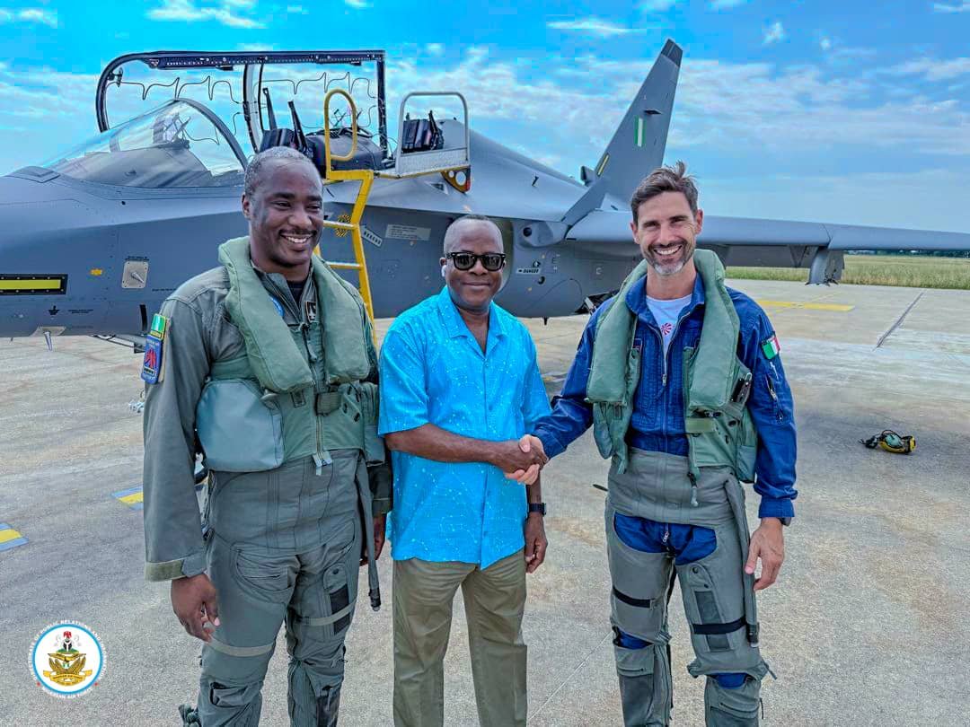 NigAirForce's tweet photo. NAF COMPLETES ACCEPTANCE OF FIRST M-346 FIGHTER ATTACK AIRCRAFT, BOOSTS AIRPOWER AND NATIONAL SECURITY https://t.co/T94T55xG9L
