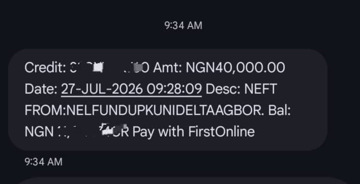 tutorprecious26's tweet photo. 🔥CONFIRMED UPDATE🔥

University of Delta (UNIDEL) students have started receiving their June &amp; July NELFUND upkeep allowances. ✅

Payments are ongoing in batches.

📢 Share this update with others.

Follow my account for more updates https://t.co/OntoezbMD3