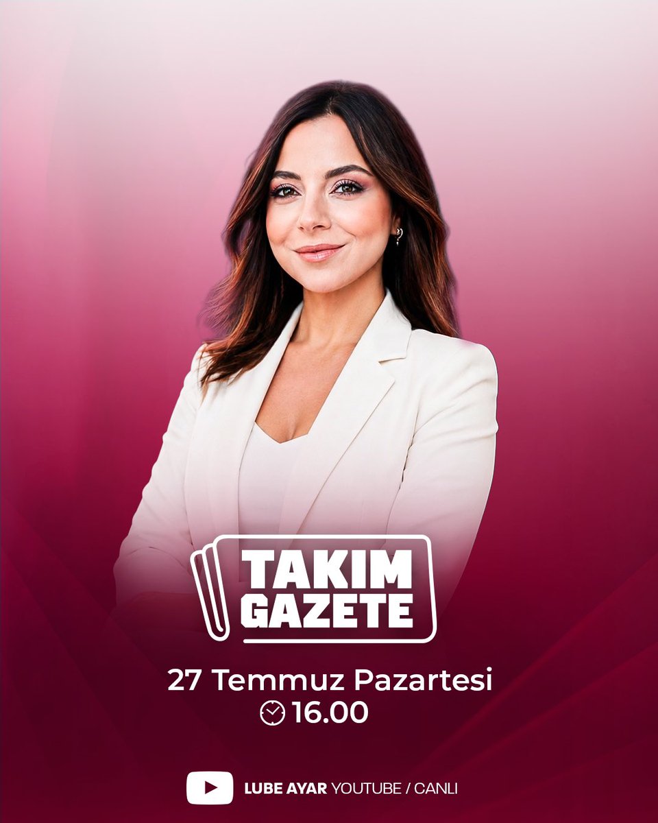 lubeayar's tweet photo. 📰 Türkiye'nin ve dünyanın spor gündeminden gazetelere yansıyan haberleri, sosyal medayada en çok konuşulan konuları ve gündemin nabzını yükselten sıcak gelişmeleri konuştuğumuz ‘Takım Gazete’ bugün 16.00’da canlı yayında Youtube Kanalımda!

🔗 https://t.co/EBE6MR4qIm https://t.co/AHadjfZXZg