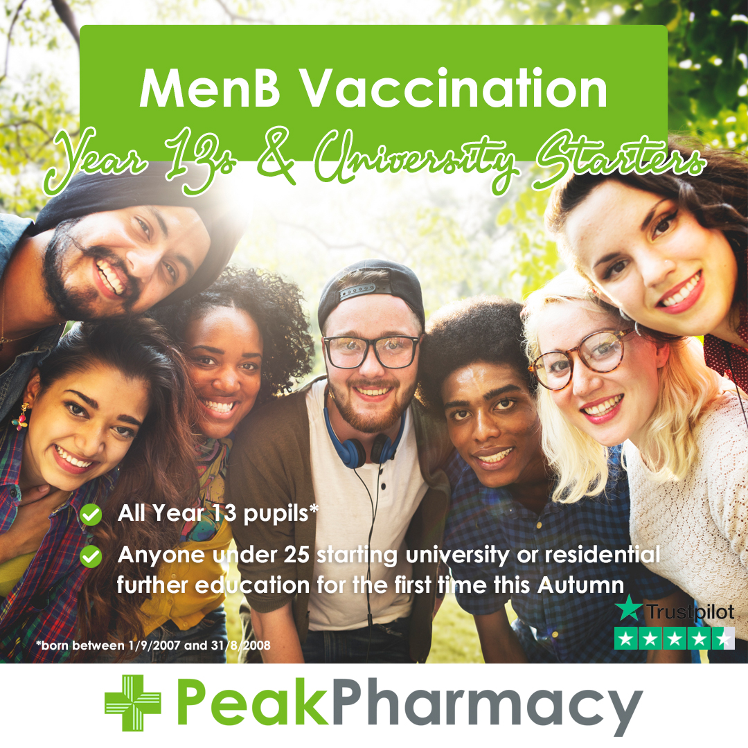 PeakPharmacyUK's tweet photo. Heading to university this autumn?
If you're under 25 and starting university or residential further education for the first time, you could be eligible for a FREE NHS MenB vaccination.
Find out more or book ➡ https://t.co/EXGE8E4S1c
#MenB #University #StudentHealth https://t.co/ecTAqYZACV