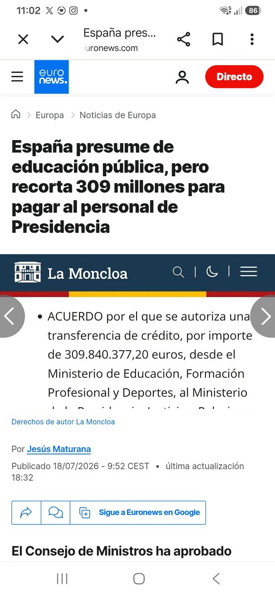 GomezPumar's tweet photo. @europapress Este mismo @sanchezcastejon  que recorta 309 M de la educación pública para pagar al personal de presidencia ? https://t.co/hugssx4eUL