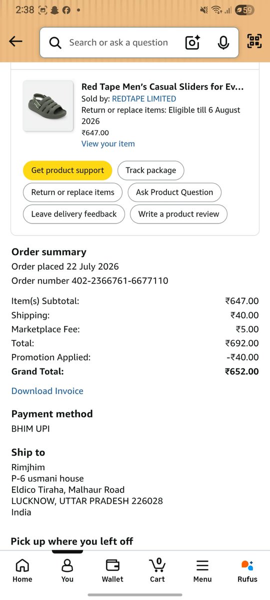 Chaman_0001's tweet photo. Amazing delivery service by Amazon! 👏
I paid ₹652 in advance for my order, and now Amazon says it has been “Delivered” — except I never received it!
The delivery status even says the package was handed to a resident. Which resident? Where? Certainly not me.
@amazon https://t.co/2RJnD2OTHz