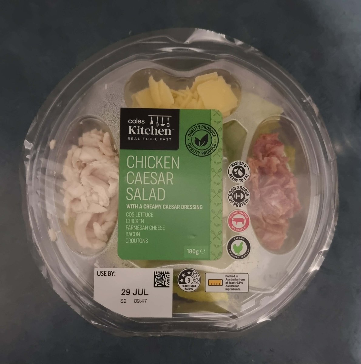 GameSlayer63's tweet photo. I Just Finished Eating a Chicken Caesar Salad and It's Alright But The Greek Salad Is Better #Snack #ColesKitchen #Coles #ChickenCaesarSalad #GreekSalad #Food #Drink #FeelingFull #Australia #Retweet #SnackIsDone #Gamer #Gaming https://t.co/D7H0pipkAi