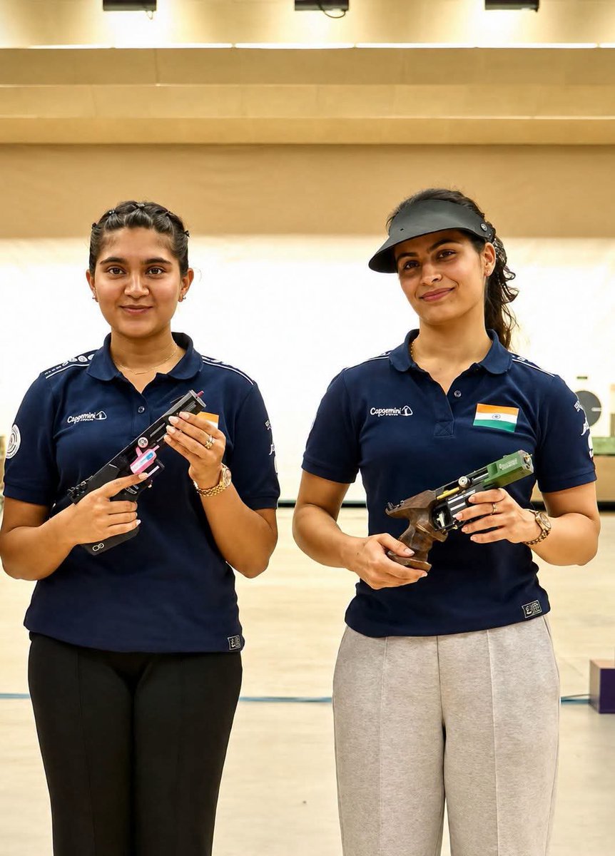 bjpneelrao's tweet photo. India’s Double Triumph at the ISSF World Cup! 🇮🇳🥇🥉
​India's daughters have once again proved their exceptional talent at the #ISSF #WorldCup2026 held in Hangzhou, #China .
​Esha Singh put on a magnificent performance to bag the Gold medal in the Women's 25m Pistol event, while Manu Bhaker added another medal to India's tally by winning the Bronze medal in a thrilling contest.
​Heartiest congratulations and best wishes to Esha Singh and Manu Bhaker on this brilliant achievement!