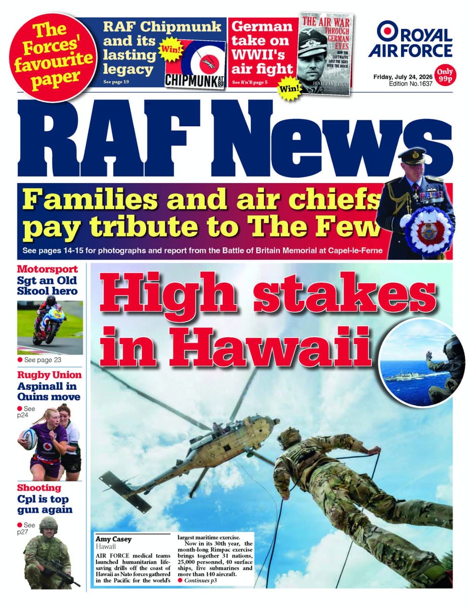 RAFHIVE's tweet photo. RAF News
The latest edition of RAF News is out now. go to https://t.co/NWSumePIWh to subscribe 
#RAFHIVE #RAFNews #ArmedForcesUK #rafveterans https://t.co/mYa6doQgFe