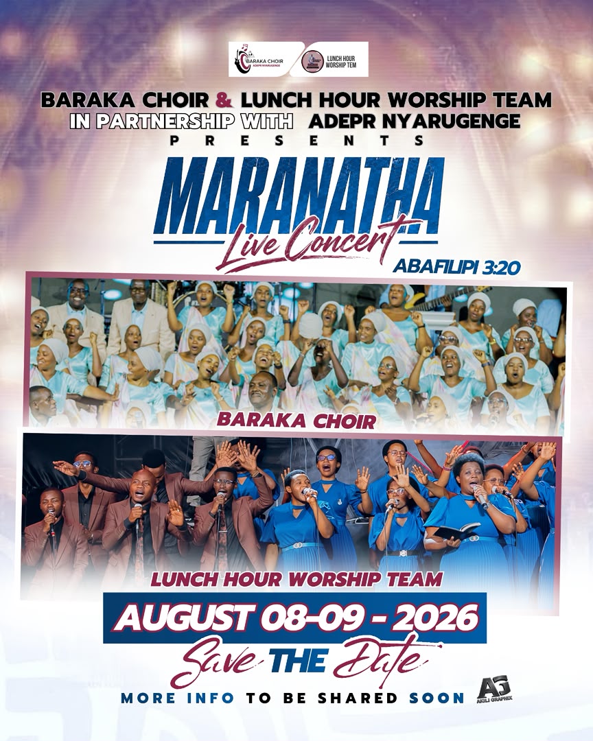radio_umucyo's tweet photo. Korari Baraka na Lunch Hour Worship Team ku bufatanye n'itorero @adeprrwanda rya Nyarugenge  bateguye igiterane cyo kuramya no guhimbaza Imana bise "MARANATHA LIVE CONCERT." Kizaba tariki ya 8-9 Kanama 2026 kuri ADEPR Nyarugenge. #RadioUmucyo https://t.co/jzvs9H5rpY