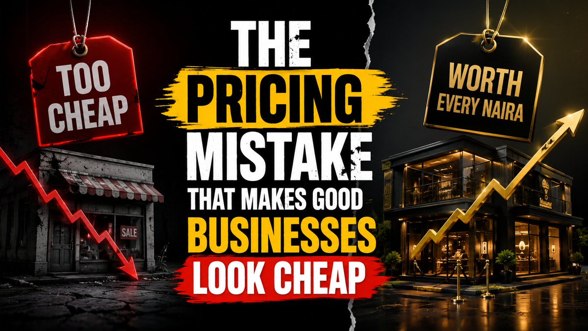 obansa0202's tweet photo. A pricing mistake quietly destroys good businesses every day.
Not because the product is bad.

Not because demand is low.
Because the price tells customers, "This isn't worth much."

People don't only buy what you sell.

They buy what your price says about you. https://t.co/ay9w7HuGSD
