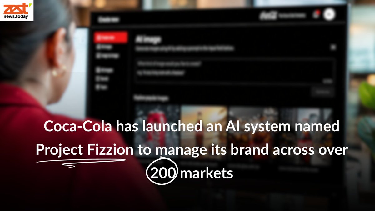 ZestNewsToday's tweet photo. On recent news, @CocaCola  is joining the AI movement🥤

Could AI become the secret ingredient behind Coca-Cola’s next campaign? 👀

🔗 Read the full story on ZestNews:
https://t.co/0yQUQ4zdG4

#CocaCola #ArtificialIntelligence #AI #BrandManagement https://t.co/c3KT78y9bB