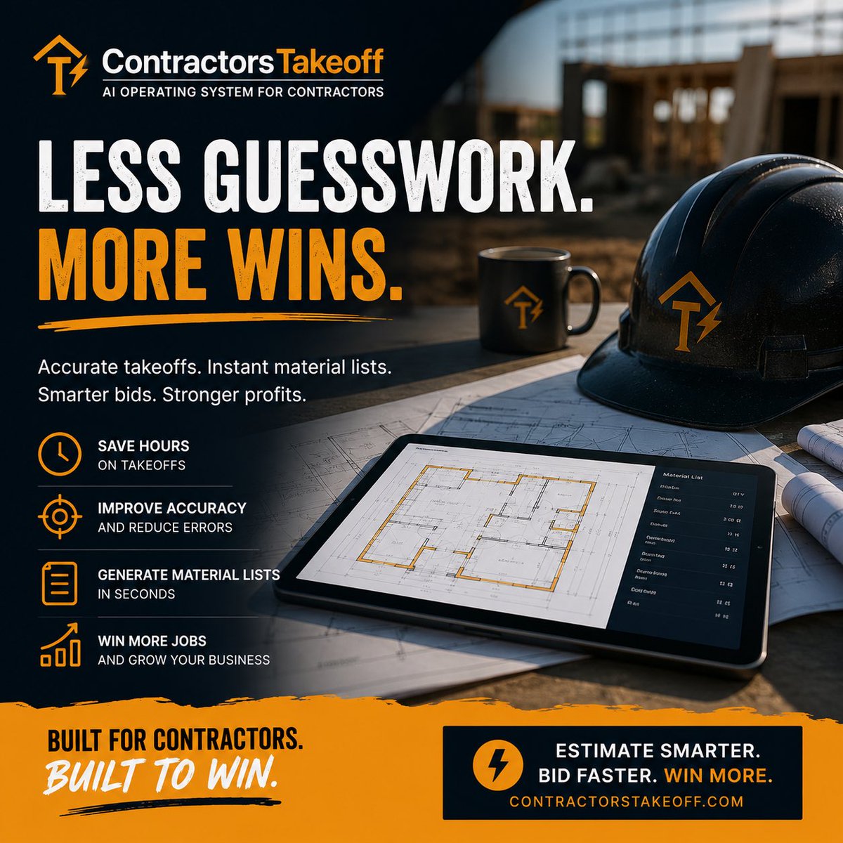 micgavjr's tweet photo. Every missed measurement costs money. Every accurate bid builds your business.

Contractors Takeoff helps you estimate faster, generate material lists instantly, and win more work with confidence.

Start bidding smarter: https://t.co/vtZ1z8qAbb

#ConstructionTech #startup https://t.co/b0lz4D6PmI
