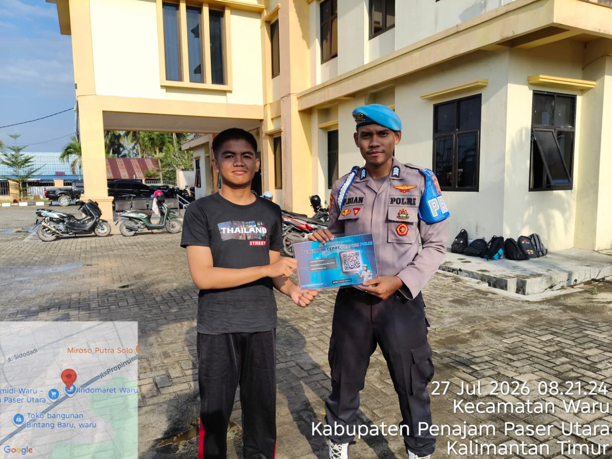 Propamppu's tweet photo. Anggota Provos Sipropam Polres PPU Melaksanakan Sosialisasi Pelayanan Pengaduan QR Yanduan Propam Polri kepada Masyarakat Wilayah kabupaten Kabupaten Penajam Paser Utara. https://t.co/rESzQdTdBL