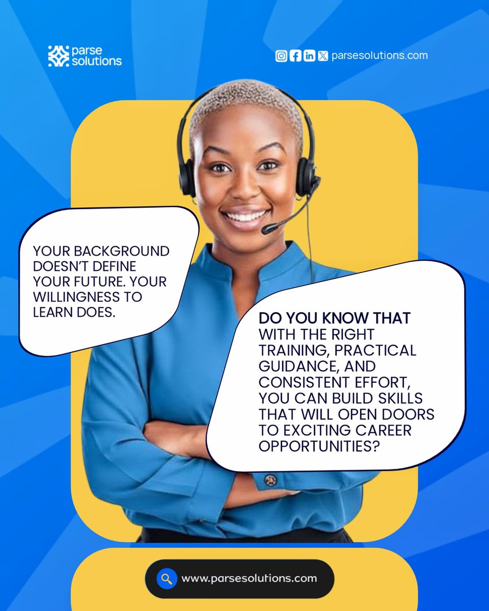 ParseSolutions's tweet photo. Build practical, skills, gain valuable knowledge, and position yourself for better opportunities! 
Visit https://t.co/e4iWddJPeo today💙

#Tech #CareerGrowth #DigitalSkills 
#RemoteLearning #Parsesolutions https://t.co/HnDgBURGh8