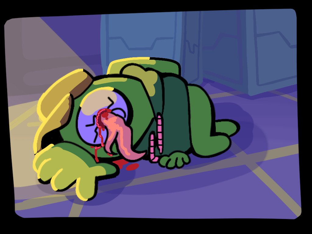 Erudit_one's tweet photo. My poor silly little bean

❗cw: blood 

#AmongusShowGreen https://t.co/FtjSUV3a6i