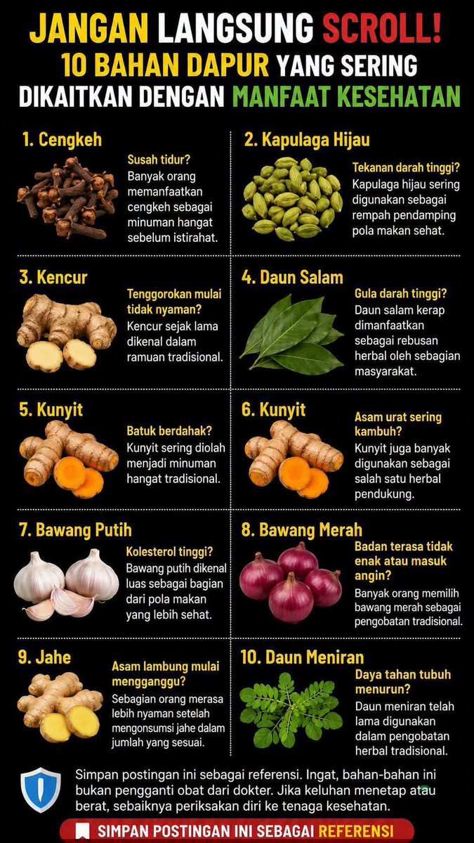 MilahPass's tweet photo. Jangan di Angap sepele bumbu rempah dapur ini sangat mujarab buat Ramuan ijin share https://t.co/JEMB5p5x45