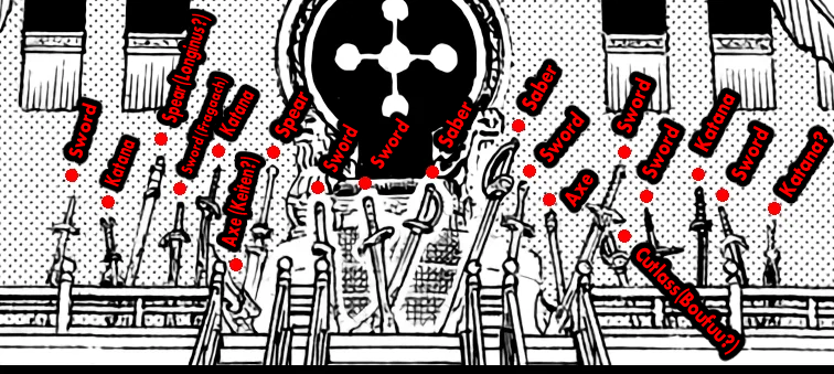 newworldartur's tweet photo. Trying to make out each of the 19 blades on the Empty Throne, and I think this is the best I got.  Some of those on the very edge are quite hard to make out 🤔 #OnePiece https://t.co/NDnzZBiWvG
