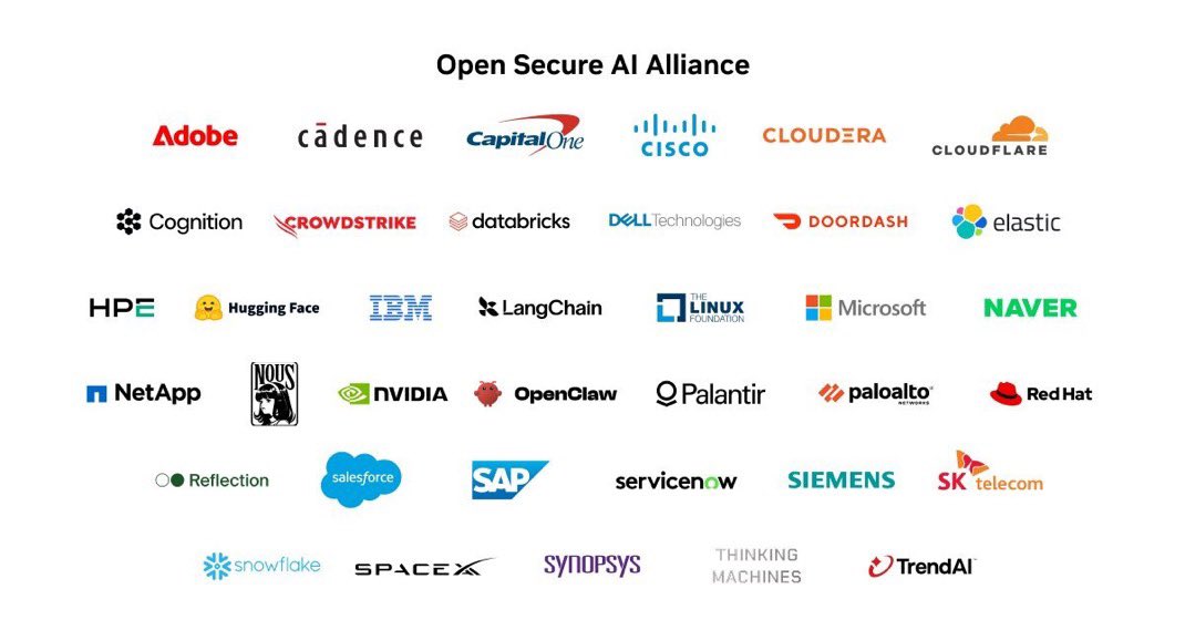 StockSavvyShay's tweet photo. $NVDA has launched the Open Secure AI Alliance with $PLTR, $SPCX, $CRWD, $PANW, $NET, $SKHY, $IBM and dozens of other tech leaders.

The group will share open-source AI and cybersecurity tools while advocating for safeguards instead of broad restrictions. https://t.co/hsGaYuZNdC