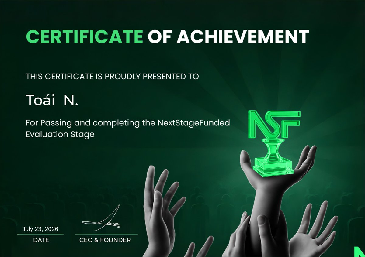 Nextstagefunded's tweet photo. Another two traders just passed the NSF Evaluation Stage!

Toái N. &amp; Mohamed K.

Consistency pays. Discipline pays. NSF pays. 💰

Who's next? 👇

https://t.co/4JFt5MIc1v https://t.co/9AA2GnLkwQ