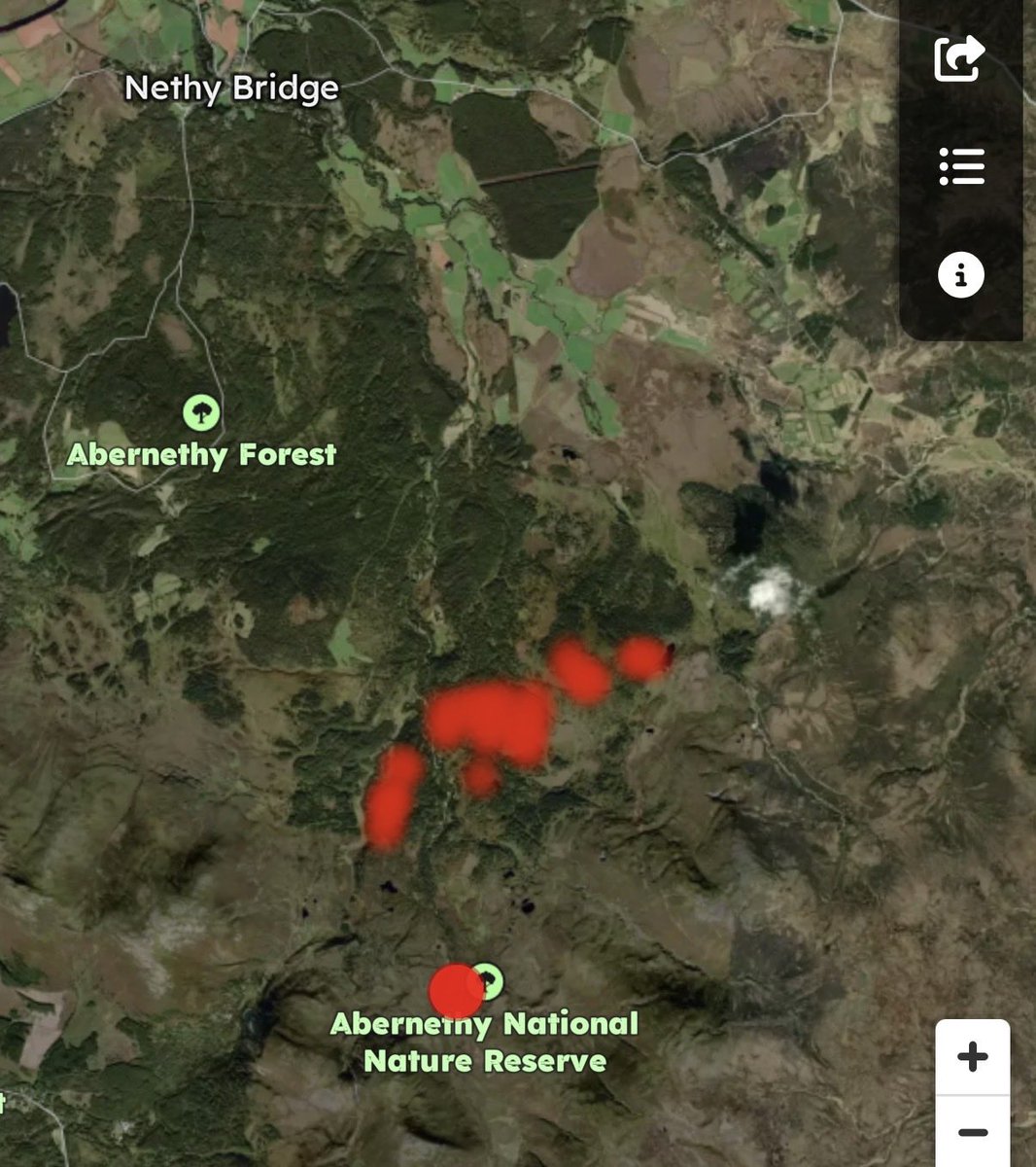LisWarren's tweet photo. @joforrestpr @UKChange @BBCScotland My family is now back home in Nethy Bridge &amp; the SIZE of the fire has thankfully reduced considerably 🙏 https://t.co/rG5ybWOoDt