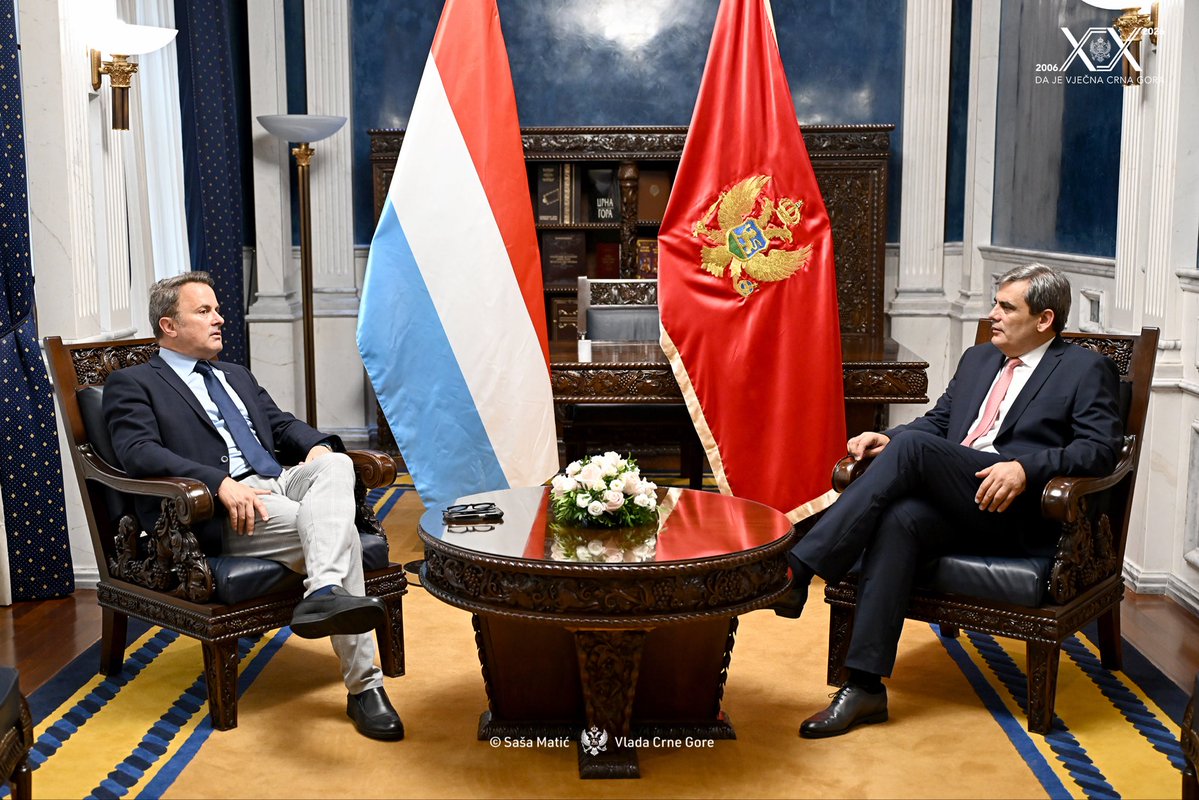 MFA_MNE's tweet photo. 🇲🇪🤝🇱🇺 Montenegro and Luxembourg continue to strengthen their partnership, built on trust, shared European values and alliance.

During the meeting between Deputy Prime Minister and Minister of Foreign Affairs Ervin Ibrahimović and Deputy Prime Minister and Minister of Foreign Affairs of Luxembourg Xavier Bettel @Xavier_Bettel, who is on an official visit to Montenegro, Luxembourg’s strong support for Montenegro’s European path was highlighted, along with the progress achieved by Montenegro in the accession process, particularly in the areas of rule of law and judiciary.

The opening of Montenegro’s Diplomatic Office in Luxembourg represents an important step forward in bilateral relations and an additional impetus for strengthening political, economic and people-to-people cooperation.

The important role of the diaspora of Montenegro in Luxembourg was also highlighted, as a well-integrated community and a valuable bridge connecting the two countries and their peoples.

Montenegro and Luxembourg remain committed to further deepening their partnership and advancing Montenegro’s European future. 🇲🇪🇪🇺