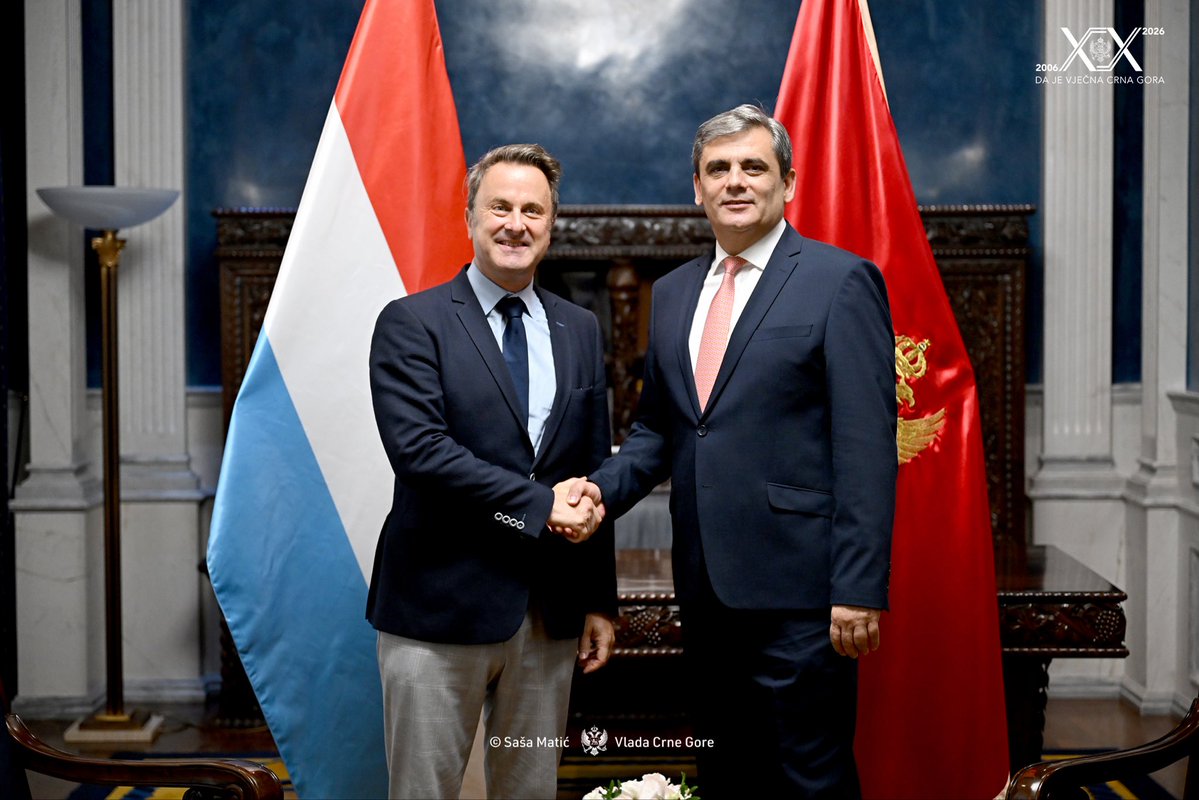 MFA_MNE's tweet photo. 🇲🇪🤝🇱🇺 Montenegro and Luxembourg continue to strengthen their partnership, built on trust, shared European values and alliance.

During the meeting between Deputy Prime Minister and Minister of Foreign Affairs Ervin Ibrahimović and Deputy Prime Minister and Minister of Foreign Affairs of Luxembourg Xavier Bettel @Xavier_Bettel, who is on an official visit to Montenegro, Luxembourg’s strong support for Montenegro’s European path was highlighted, along with the progress achieved by Montenegro in the accession process, particularly in the areas of rule of law and judiciary.

The opening of Montenegro’s Diplomatic Office in Luxembourg represents an important step forward in bilateral relations and an additional impetus for strengthening political, economic and people-to-people cooperation.

The important role of the diaspora of Montenegro in Luxembourg was also highlighted, as a well-integrated community and a valuable bridge connecting the two countries and their peoples.

Montenegro and Luxembourg remain committed to further deepening their partnership and advancing Montenegro’s European future. 🇲🇪🇪🇺