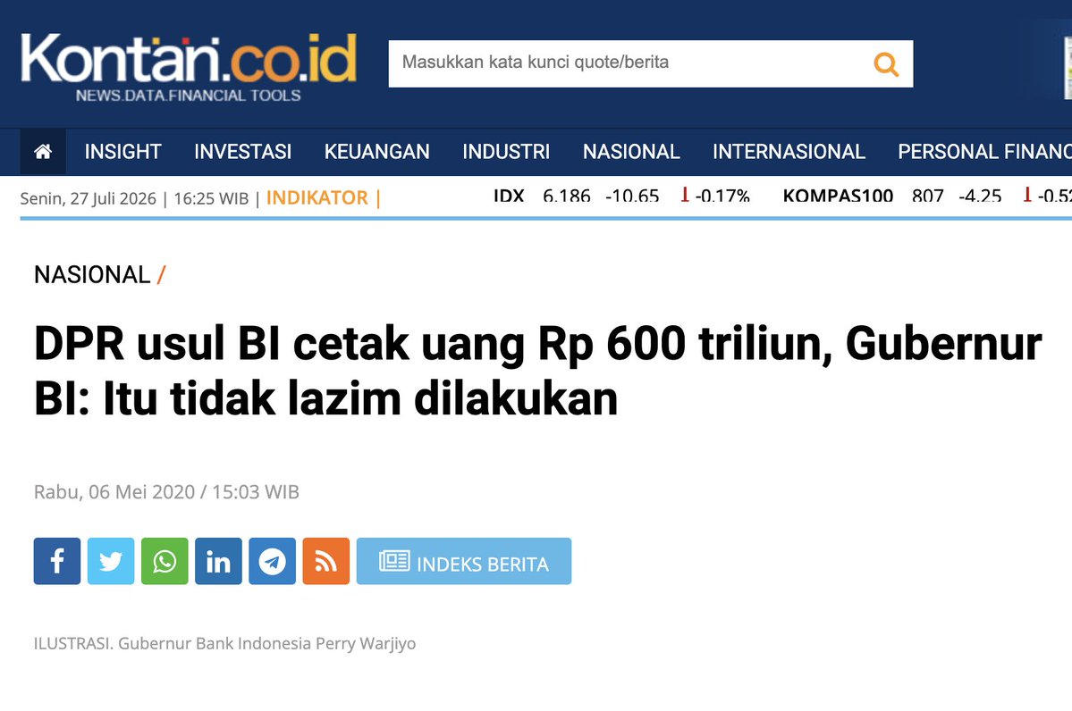 ghozyulhaq's tweet photo. Ini berita lama, tapi saya yakin orang-orang Banggar DPR itu masih berhasrat untuk mendorong BI cetak uang buat nutupin defisit pemerintah.

Mimpi basah penganut MMT https://t.co/FkKUEgN53k