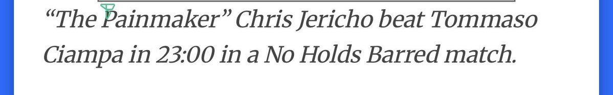 730Matty's tweet photo. 1. Does that shit actually say 23 minutes…for a Jericho match in year of our lord 2026?

2. Lol the Jericho formula is still in effect. Ciampa ate the PPV loss and gets zero elevation. Just another victim of the vortex. https://t.co/7TCnSxoayA