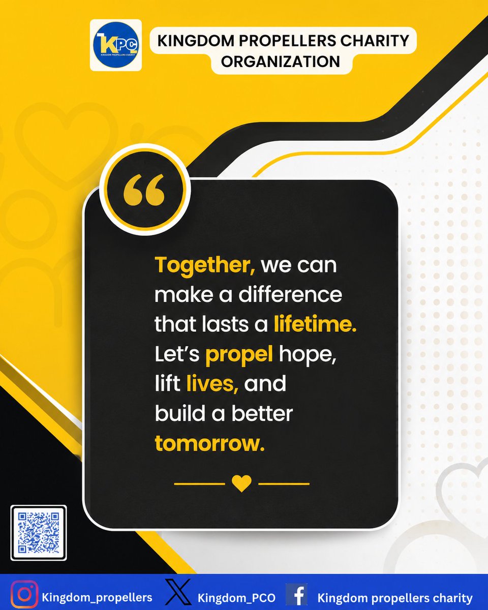 Kingdom_PCO's tweet photo. Every act of kindness plants a seed of hope. When people choose compassion, lives change, families grow stronger, and communities thrive.

@Oludeewon @charitywater @qcharity @SoodFoundation @OneInAnARMY @CharitySANE @Calgary
#charity #kindompropellers https://t.co/qOAKSq2VVG