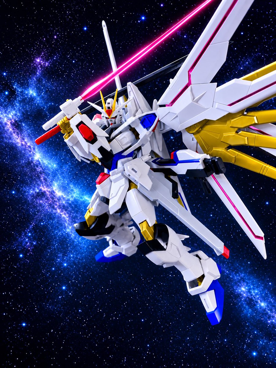 taismc628's tweet photo. HG マイティーストライクフリーダムガンダム完成

SEEDFREEDOM見た時から絶対買うって決めてたけどまじでカッコよすぎる。
この日本刀モチーフの刀とビームサーベルが合うのよ。。
(ポージング下手くそ注意)

 #ガンプラ https://t.co/1WBLgIRmFm