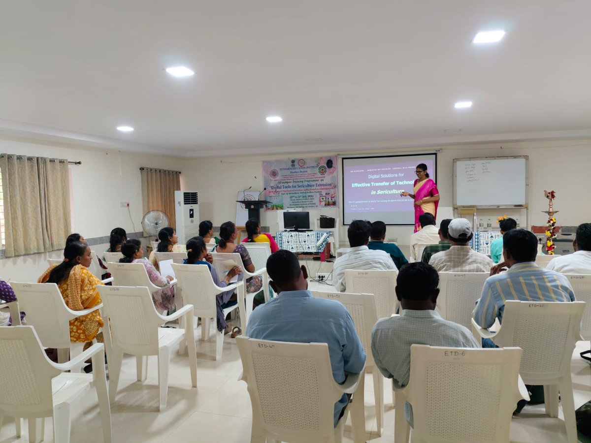 eeihyd's tweet photo. An Off-Campus training programme on "Digital Tools for Sericulture Extension" for the officers of Department of Sericulture, Andhra Pradesh State is being Organized by EEI Hyderabad from 27-07-2026 to 31-07-2026 at SSRDI, Hindupur, Andhra Pradesh https://t.co/5xyecIPTjt