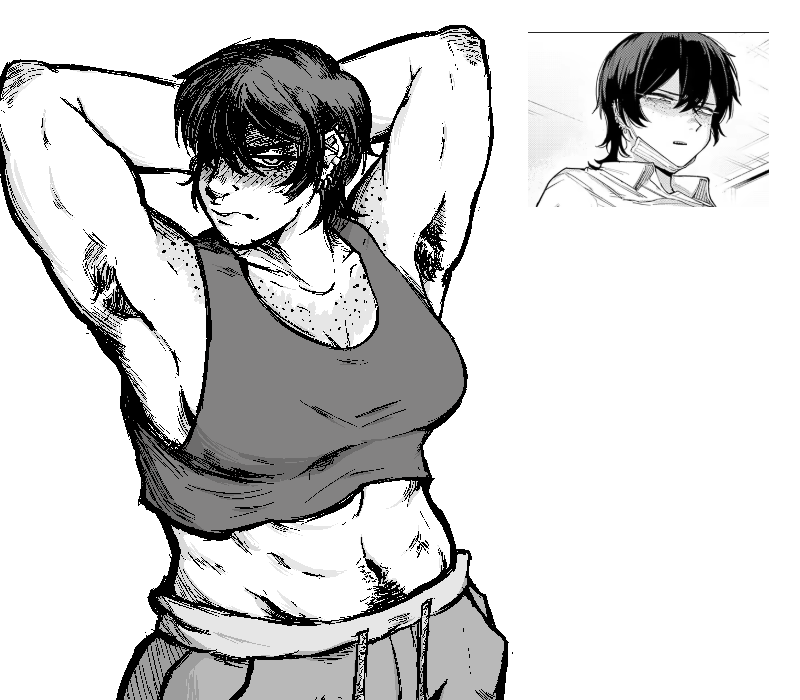 StrangerRa22328's tweet photo. so, i found this girl on a random twitter post... um... yeah, so like i drew this

#muscleart https://t.co/MtaxM6N584