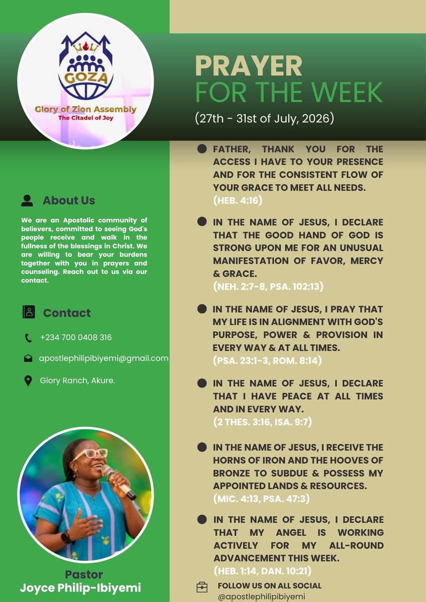 KingdoMan_GOZA's tweet photo. PRAYER FOR THE WEEK
@GOZA_tcoj
#JPI https://t.co/GLg2XR1mmT