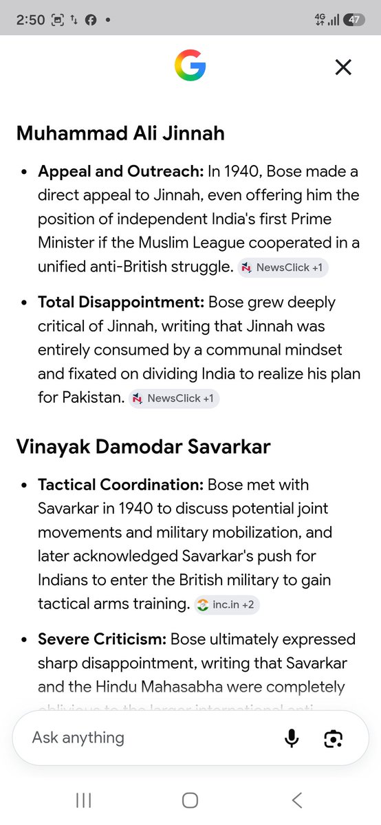 Tiyasha010's tweet photo. @maharaj_ishu @whattalawyer Bose Never Like The Savarkar And Jinnah Cause Both Want Religious Divition. Bose Only Not Like The Non Violence Protest Against British Cause British Never Gone By Peaceful Protest. Bose famously addressing Gandhi as the "Father of Our Nation" in a 1944 Azad Hind Radio broadcast. https://t.co/PPCKUKBdex