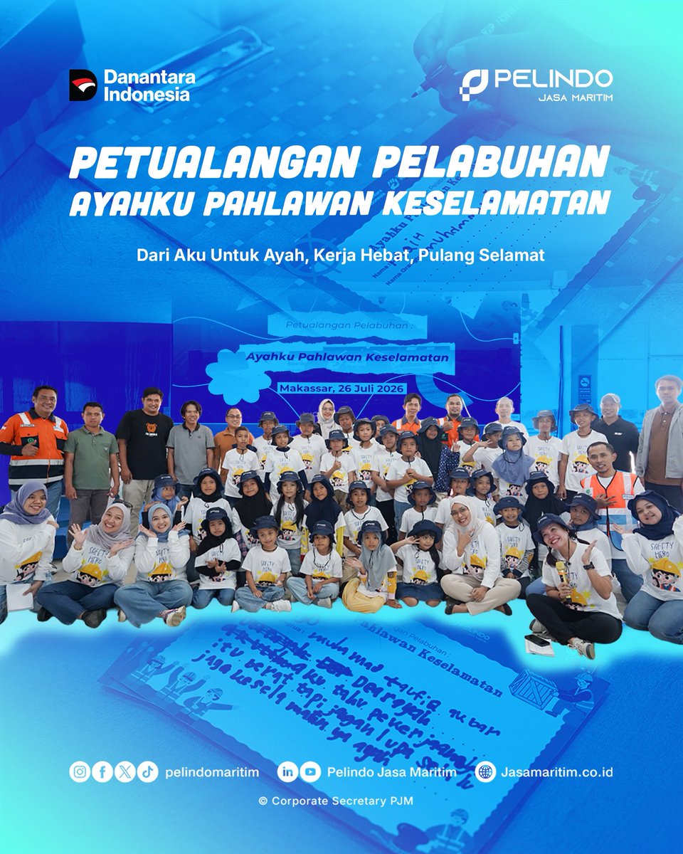 Pelindomaritim's tweet photo. Hai #SobatMaritim
Kerja Hebat, Pulang dengan selamat

Pengingat keselamatan paling kuat bagi seorang pekerja bukanlah sekadar aturan perusahaan, melainkan senyum keluarga yang menunggu di rumah. https://t.co/ke5pmpogdv